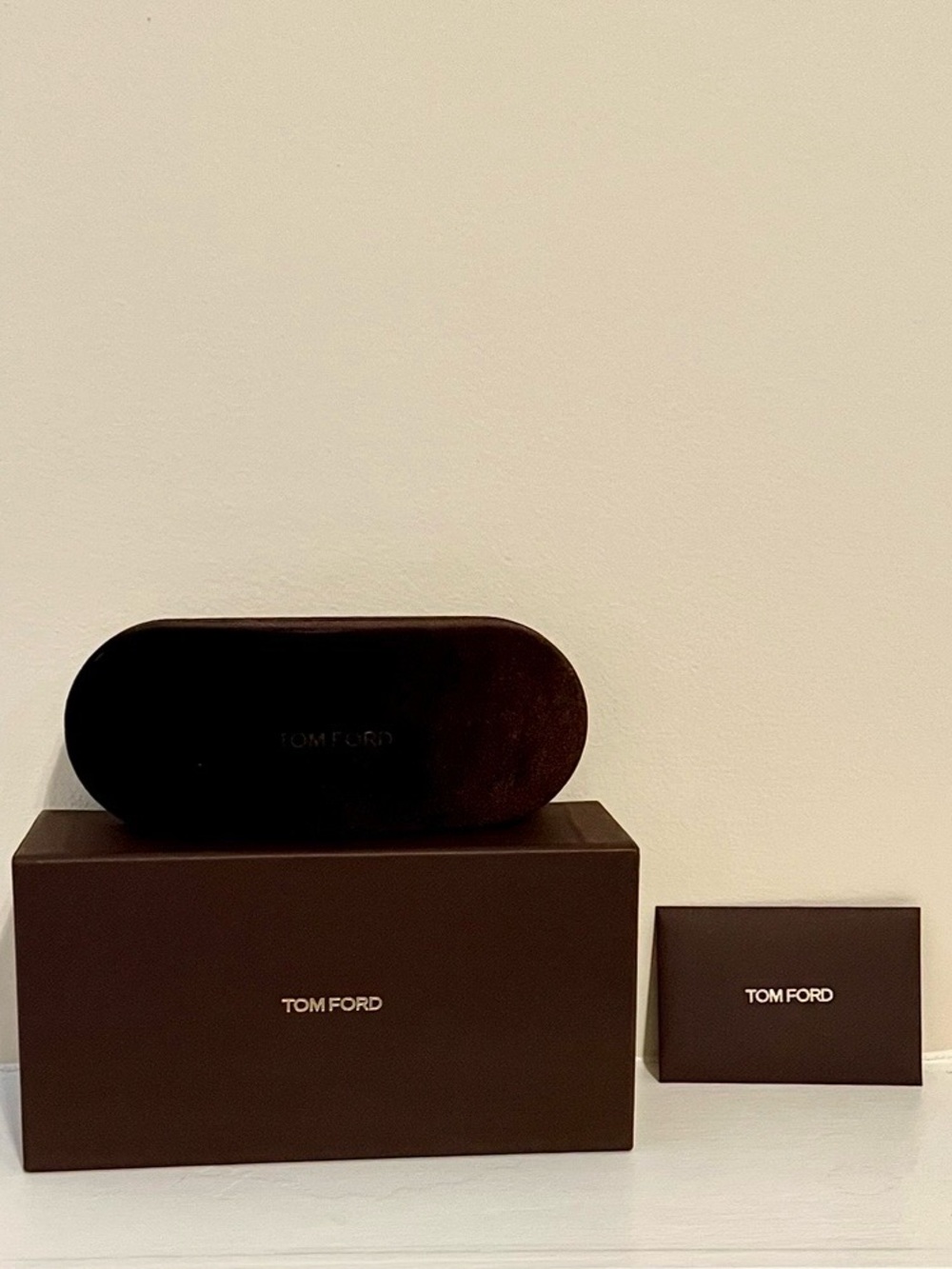 Tom Ford Brown Velvet Sunglasses Case + Box + Card– 100% Authentic – NEW